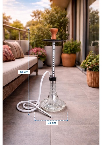 Lüks Cam Nargile 64 Cm Büyük Boy Kristal Şişe Modern Tasarım Nargile Seti