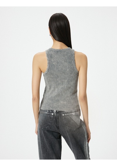 Koton Fitilli Atlet Halter Yaka Basic Soluk Efektli Gri 4sak10263ek 4SAK10263EK031