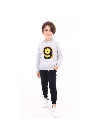Toontoy Kids Toontoy Erkek Çocuk Eşofman Takım 9 Aslan Nakışlı Gri Melanj