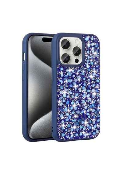 Apple Uyumlu  iPhone 15 Pro Kılıf Parlak Taşlı Tasarım Stone Linea Kapak
