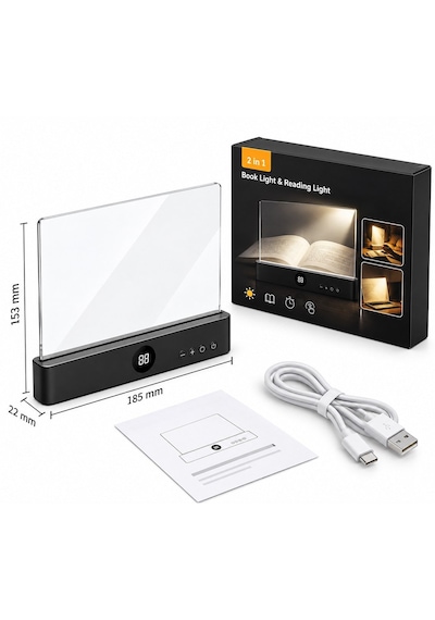 Tekno Hediye Sunup Led Işıklı Şeffaf Okuma Paneli Kitap Okuma Lambası Dijital Göstergeli Type-c Şarjlı Ayarlanabilir Işık Renkli Siyah Tekno Hediye Sunup Led Işıklı Şeffaf Okuma Paneli Kitap Okuma Lambası Dijital Göstergeli Type-c Şarjlı Ayarlanabilir Işık Renkli Siyah