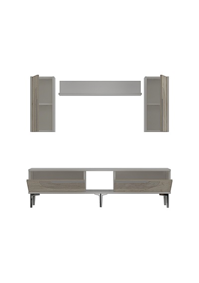 Tvr1502bts Meyra Tv Ünitesi Takımı Beyaz-traverten-sılver 150cm Beyaz - Traverten - Gümüş