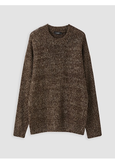 LC Waikiki Lc Waıkıkı Kahverengi Desenli Oversize Kadın Triko Kazak