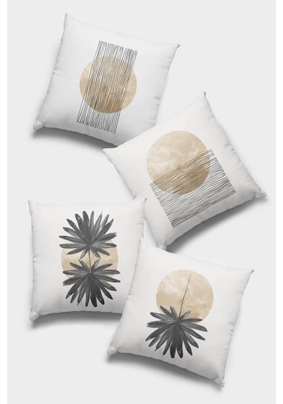 Antrasit Modern Çift Taraflı 4'lü Set Kırlent Kılıfı 4kr022n11