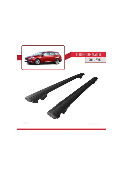Ford Focus Sw / Estate 2011-2018 Arası İle Uyumlu Hook Model Anahtar Kilitli Ara Atkı Tavan Barı Siyah