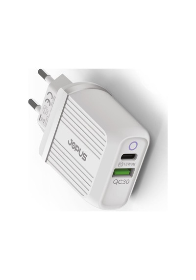 Jopus Lightning Type-C Micro Qualcom 3.0 18 Watt Yüksek Hızlı Şarj Başlığı JO-PD01 Pdshot Beyaz