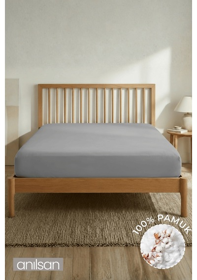 %100 Pamuklu Penye Lastikli Çarşaf Tek/çift Kişilik Fitted Jersey 30 Cm Köşe Yüksekliği Gri