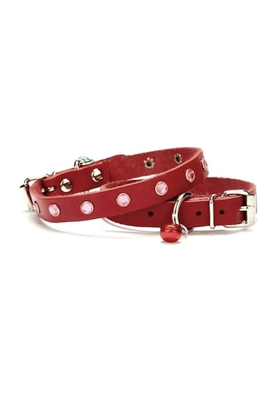 Doggie Taşlı Kedi ve Yavru Köpek Tasması 1.5x29 CM Kırmızı XL Kırmızı