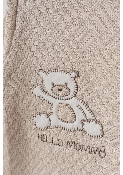 Zeynuko Erkek Bebek Hello Mommy Nakışlı Ayıcıklı 0-3 Ay 10'lu Yenidoğan Hastane Çıkışı Zıbın Seti Kutulu Kahverengi