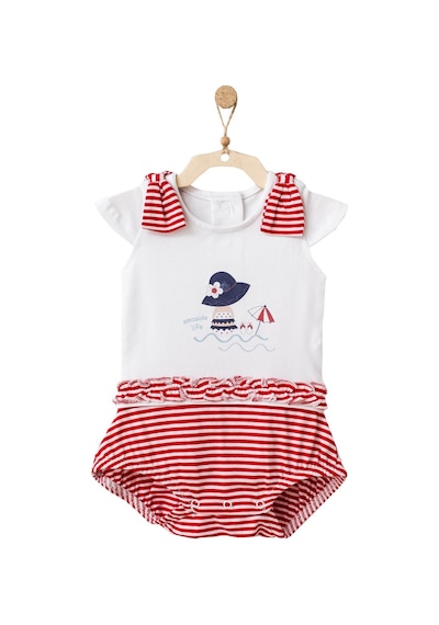 Andywawa Kız Bebek Omuzları Kırmızı Kurdelalı Tulum Ac21671R Kırmızı