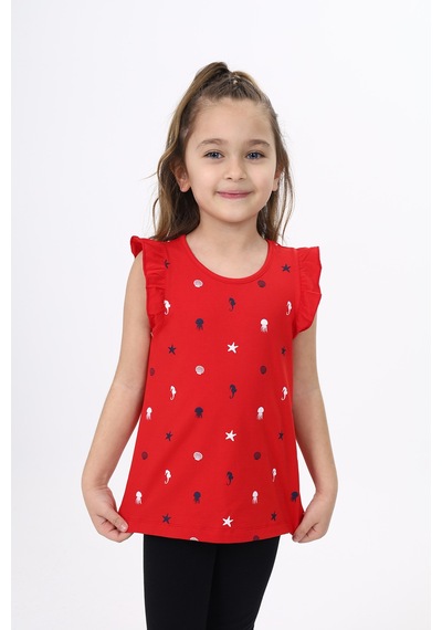 Toontoy Kids Toontoy Kız Çocuk Baskılı Atlet Kırmızı
