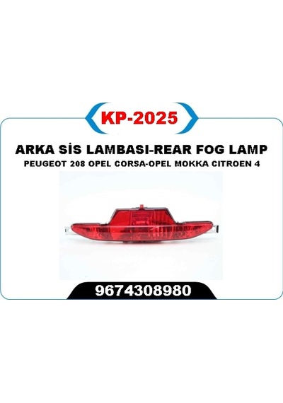 Kaya Kp2025 Reklektör Arka Tampon Orta Opel Corsa F 19 Mokka 20 Peugeot P208 15 Cıtroen C4 20 Ds3 18 9674308980 -