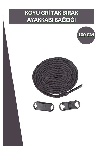 Dopar Elastik Koyu Gri Akıllı Bağcık Tak Bırak Ayakkabı Bağcığı 100cm Koyu Gri
