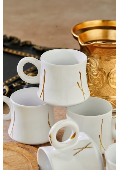 Bambu Altlık Ve Fincan Seti Modern Tasarım Beyaz