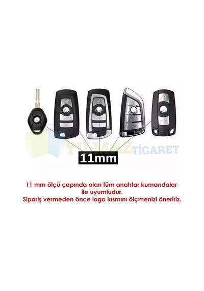 Bmw Anahtarlık Metal Alaşım Logo Amblem Arma 3M 1 Adet 11 Mm