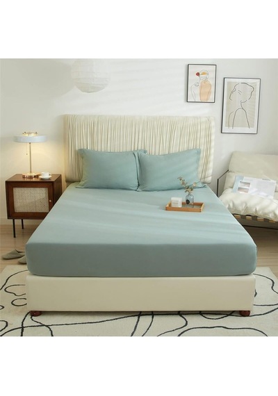 Çift Kişilik Lastikli Kumaş Çarşaf + 2 Yastık Kılıfı Siyah 160x200, Ciftcarsafseti Bej - Beyaz