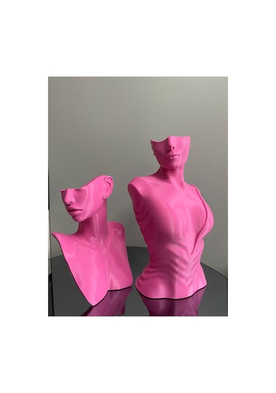 Pembe Renk Dekoratif Takı Mankeni 2'li Set Takı Teşhir Standı 30 Ve 21 Cm Takı Organizer Küpe Kolye
