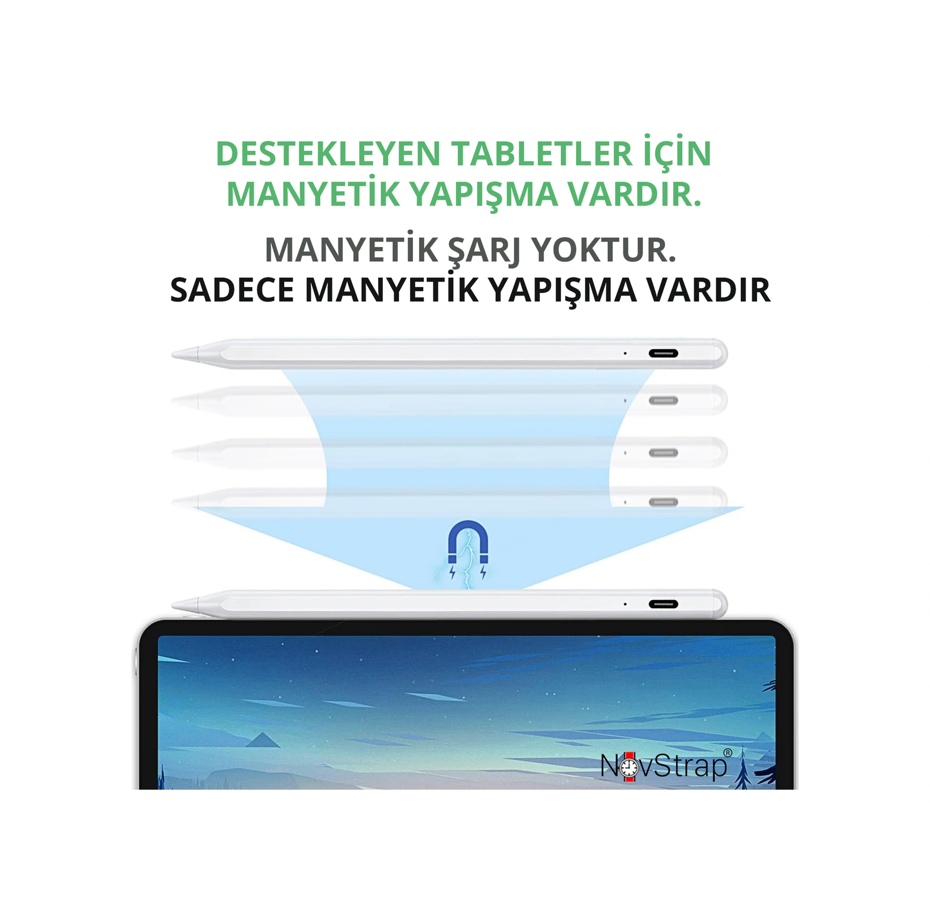 Novstrap Apple Uyumlu iPad Air 11 M2/m3 İle Dokunmatik Tablet Kalemi Dz900 Gen3 Stylus Pencil Avuç İçi Reddi 2 Adet Yedek Uç