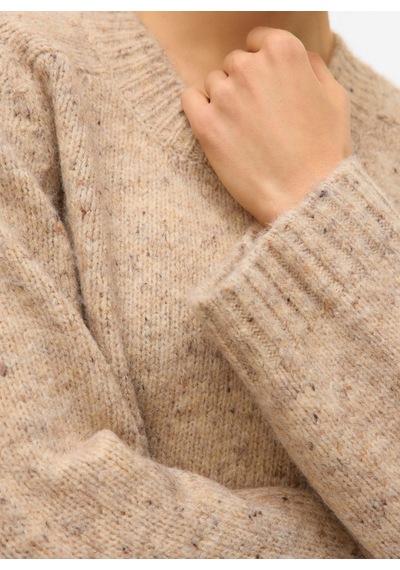 Vero Moda Bej Kadın Bisiklet Yaka Kazak Vmıngrıd Ls O-neck Pullover Boo Krem
