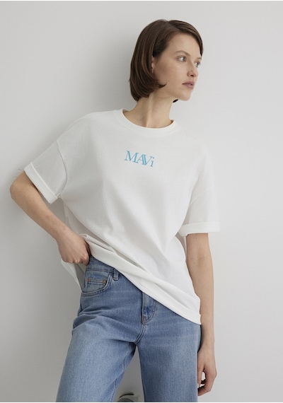 Mavi - Mavi Logo Baskılı Beyaz Tişört 1611593-70057 Beyaz