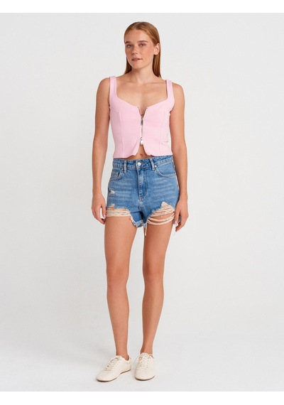Dilvin 31978 Fermuarlı Top-toz Pembe Toz Pembe