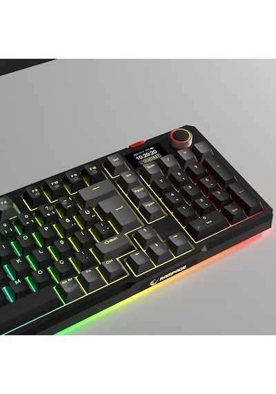 Loyal Pro Siyah/gri 3 Bt + 2.4 Ips Ekranlı Red Switch Rgb Mekanik Kablosuz Klavye