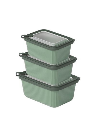 Plastik Saklama Kabı Seti - Mikrodalga Uyumlu Dikdörtgen 600/1100/1800 Ml Şeffaf