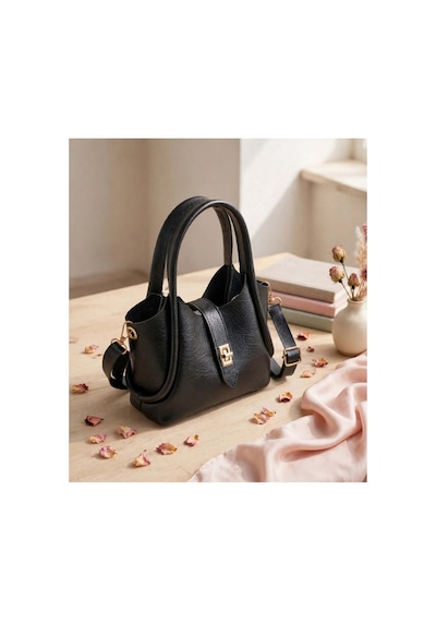 Names Bag Kilitli Tek Saplı Kadın Mini El Ve Omuz Çantası Siyah Siyah