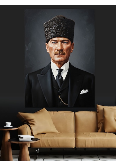 Ciddi Atatürk Portresi Tablosu Dekoratif Kanvas - Mdf Ahşap Tablo