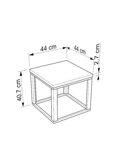 Kare Orta Sehpa 44x44x40,7 Cm 28 Mm Tabla, Masif Ahşap Ayak Gri / Ceviz Ceviz