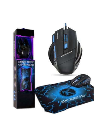 Abatech Oyuncu Rgb'li Mouse + Mouse Pad Seti Mavi X7