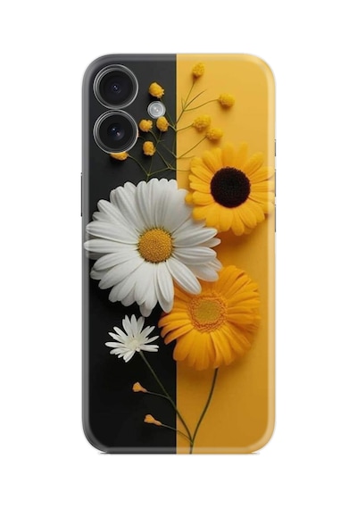 Apple iPhone Uyumlu Apple iPhone Uyumlu 16 Kılıf Boutique Baskılı Resimli Sarı Beyaz Çiçek Pcode -044