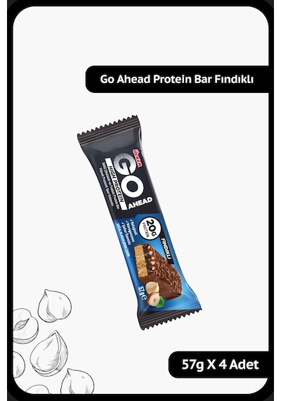 Go Ahead High Protein Bar - Sütlü Çikolatalı Ve Fındıklı - 57 Gram - 4 Adet