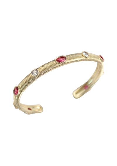 Gold Baget Zirkon Taşlı Vintage Kelepçe Çok Renkli