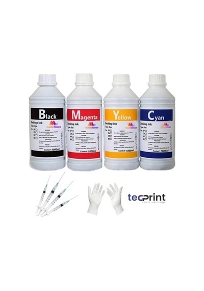 Tecprint Hp Gt5820-gt52 1 Litre Uyumlu Mürekkep Cmyk Seti +enjektör+eldiven