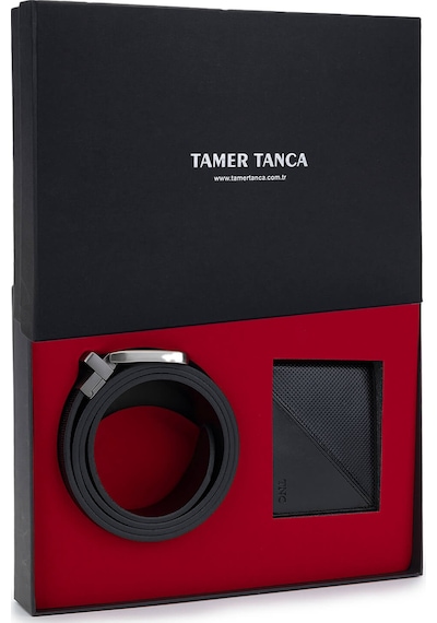 Tamer Tanca Erkek Hakiki Deri Siyah Deri Set Kutusu 562 2 Lı Spor Set Sıyah Dr Siyah