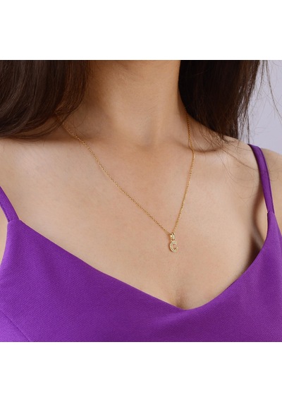 Goldkupe 14 Ayar Altın C Harfi Taşlı Kolye Ucu 0,42 Gr-3450