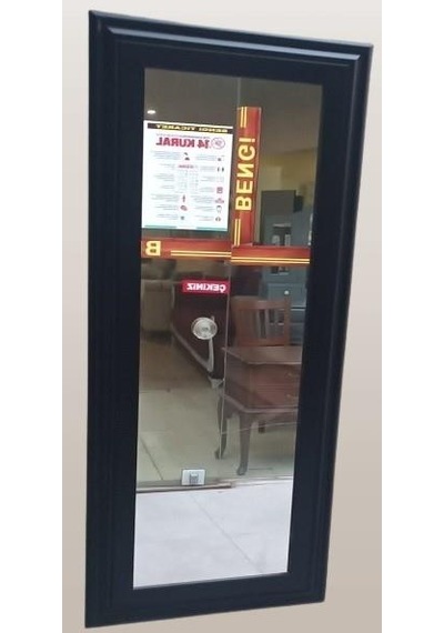 Mdf Lam Kenar Siyah Flotal Ayna Kutuda Sevk El Yapım Duvar Boy Aynası 45x115 CM