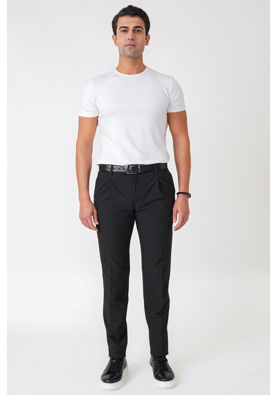 Comfort Fit Rahat Kalıp Pileli Esnek Pamuklu Çizgili Koyu Siyah Jogger Pantolon P 1218 K.siyah Comfort Fit Rahat Kalıp Pileli Esnek Pamuklu Çizgili Koyu Siyah Jogger Pantolon P 1218 K.siyah