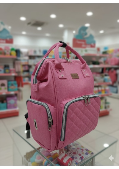 Newfull Anne Bebek Bakım Sırt Çantası-biberon Termos Gözlü Pembe