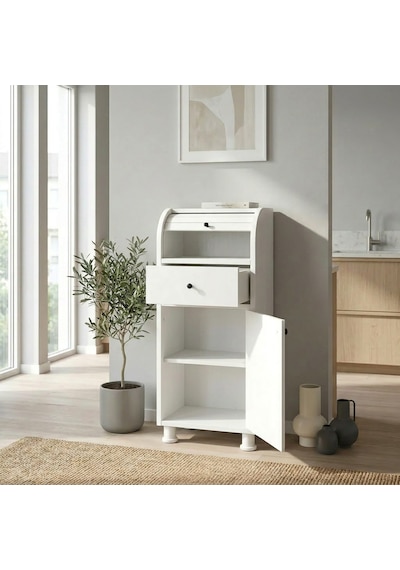 %100 Mdf Çekmeceli Ve Raflı Ekmeklik Dolabı - Kaydırmaz Kulplu Beyaz %100 Mdf Çekmeceli Ve Raflı Ekmeklik Dolabı - Kaydırmaz Kulplu Beyaz