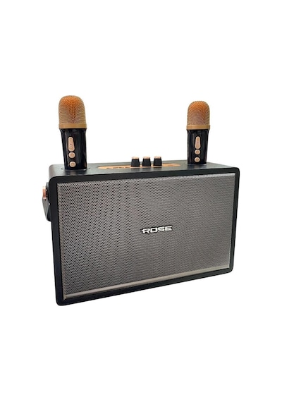 Rose Hp-615 Çift Mikrofonlu Karaoke Taşınabilir Şarjlı Bluetooth Hoparlör