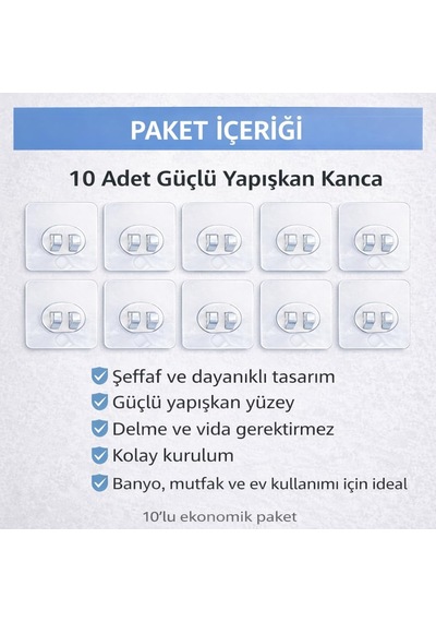 Sogud Kendinden Yapışkanlı Askı 10 Lu Set Şeffaf