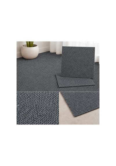 Karo Halı Modüler Yer Halısı Ev Ofis Oda Salon Koridor Antre Zemin Kaplama 50x50 Cm Gri