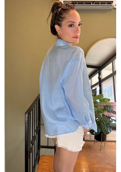 Ali Butik Mavi Rahat Kalıp Dökümlü Gömlek
