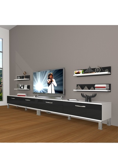Decoraktiv Eko 360r Slm Krom Ayaklı Tv Ünitesi Tv Sehpası Beyaz - Ceviz Decoraktiv Eko 360r Slm Krom Ayaklı Tv Ünitesi Tv Sehpası Beyaz - Ceviz