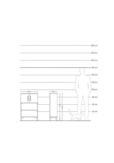 Arges Komodin 2 Raflı 2 Kapaklı 60x30x96 Çam-çam Atlas Çam