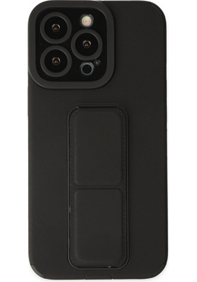 Apple, Uyumlu iPhone 13 Pro Kılıf Mega Standlı Silikon - Siyah