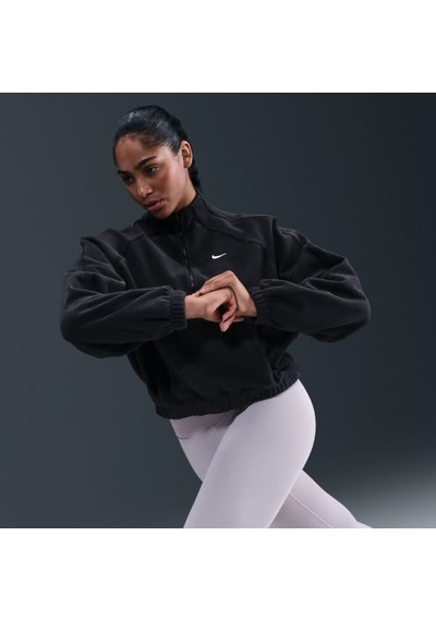 Nike One Therma-fıt Hz Top Polar Oversıze Kadın Siyah Sweatshirt-sportxstore