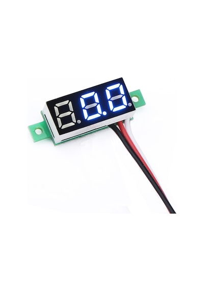 Alkatronik-Voltmetre 0.28' 0-100V Mavi 3 Telli Dijital Led Gösterge Voltaj